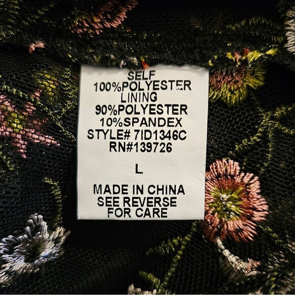 Floral Long Sleeve Black Dress - Picture 8 of 9